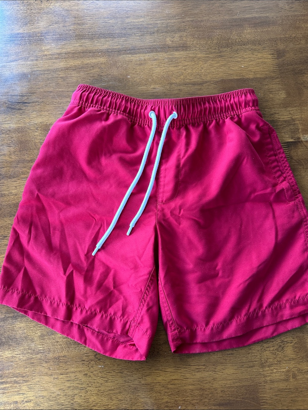 Men's Athletic Red Drawstring Swim Trunks
